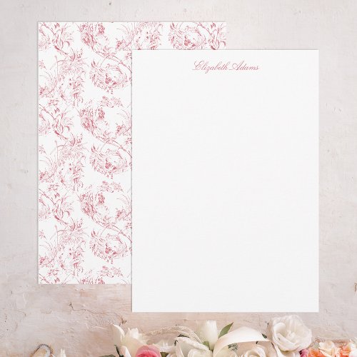 Vintage Engraved French Floral Fantasy Toile_Pink Note Card