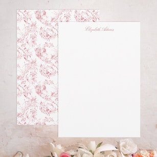 Vintage Engraved French Floral Fantasy Toile-Pink Note Card