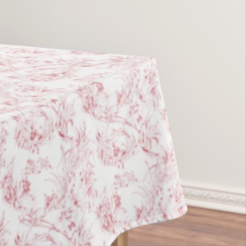Vintage Engraved French Floral Fantasy Toile_Pink Tablecloth