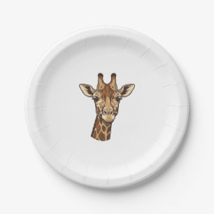 Vintage Engraved Giraffe Head Vector Design_1 Paper Plates