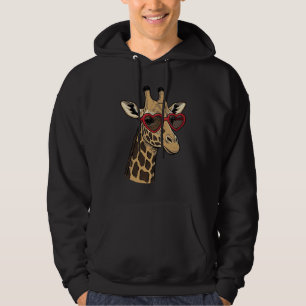 Vintage Engraved Giraffe Heart Sunglasses Design_1 Hoodie