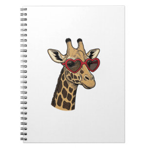 Vintage Engraved Giraffe Heart Sunglasses Design_1 Notebook