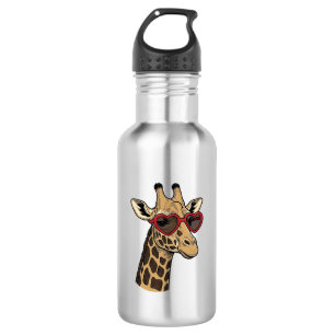 Vintage Engraved Giraffe Heart Sunglasses Design_1 Stainless Steel Water Bottle
