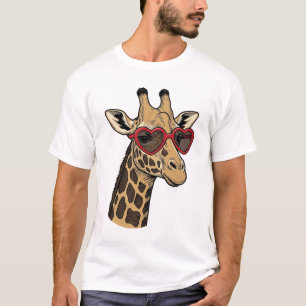 Vintage Engraved Giraffe Heart Sunglasses Design_1 T-Shirt