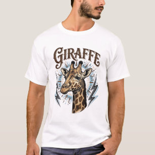 Vintage Engraved Giraffe Lightning T-Shirt Design_