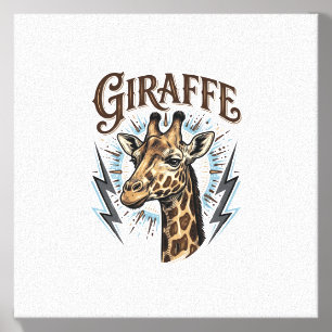Vintage Engraved Giraffe Lightning T-Shirt Design_ Canvas Photo Tile