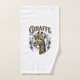 Vintage Engraved Giraffe Lightning T-Shirt Design_ Hand Towel