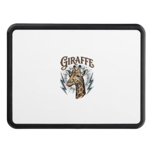 Vintage Engraved Giraffe Lightning T-Shirt Design_ Hitch Cover