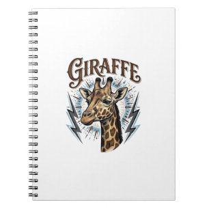 Vintage Engraved Giraffe Lightning T-Shirt Design_ Notebook