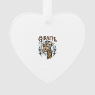 Vintage Engraved Giraffe Lightning T-Shirt Design_ Ornament