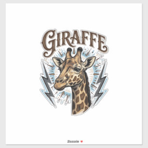 Vintage Engraved Giraffe Lightning T-Shirt Design_ Sticker