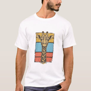 Vintage Engraved Giraffe Retro Stripes Shirt Desig