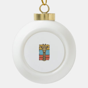 Vintage Engraved Giraffe Retro Stripes Shirt Desig Ceramic Ball Christmas Ornament