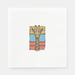 Vintage Engraved Giraffe Retro Stripes Shirt Desig Napkins