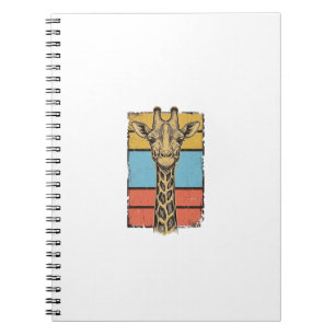 Vintage Engraved Giraffe Retro Stripes Shirt Desig Notebook