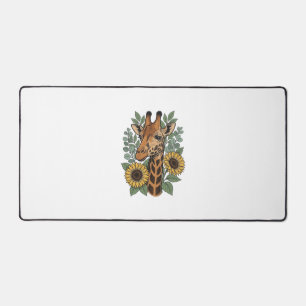 Vintage Engraved Giraffe Sunflower Floral Shirt_1 Desk Mat