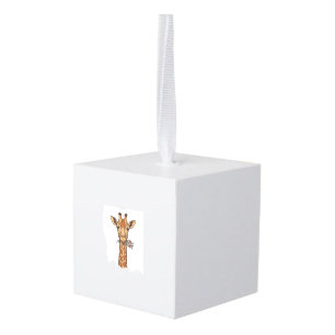Vintage Engraved Giraffe With Flowers Shirt_1 Cube Ornament