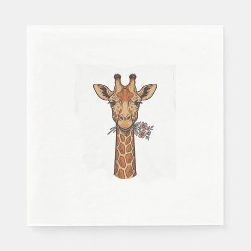 Vintage Engraved Giraffe With Flowers Shirt_1 Napkins