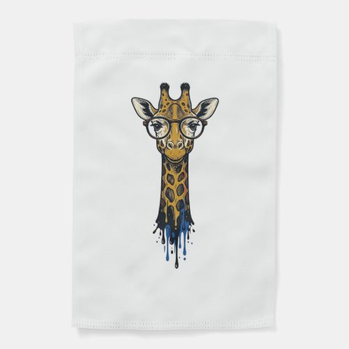 Vintage Engraved Giraffe With Glasses Design_1 Garden Flag