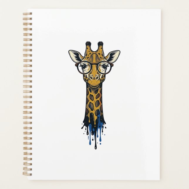 Vintage Engraved Giraffe With Glasses Design_1 Planner (Front)