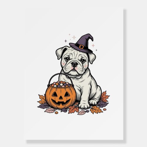 Vintage Engraved Halloween Bulldog Pumpkin Design_ Foam Board