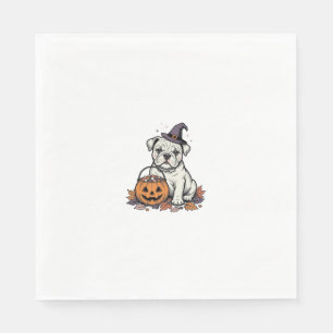 Vintage Engraved Halloween Bulldog Pumpkin Design_ Napkins