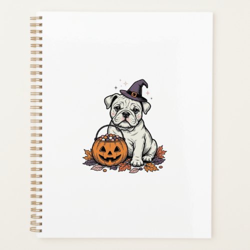 Vintage Engraved Halloween Bulldog Pumpkin Design_ Planner