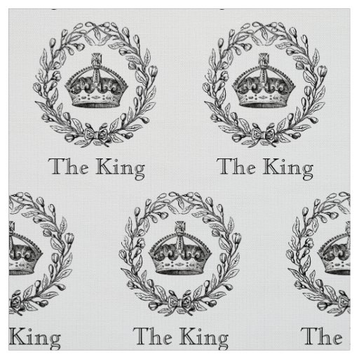Vintage Engraved King's Crown and Laurel Wreath Fabric