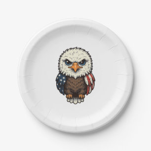 Vintage Engraved Patriotic Baby Eagle Shirt_1 Paper Plates