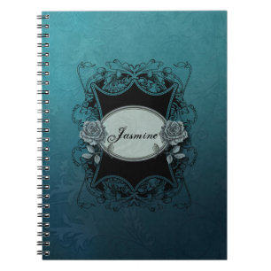 Vintage Engraved Personalized Blue Notebook