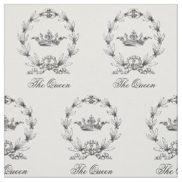 Vintage Engraved Queen&#39;s Crown and Laurel Wreath Fabric