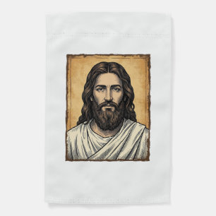 Vintage Engraved Religious Portrait Shirt Design_1 Garden Flag