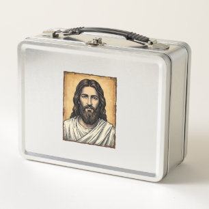 Vintage Engraved Religious Portrait Shirt Design_1 Metal Lunch Box