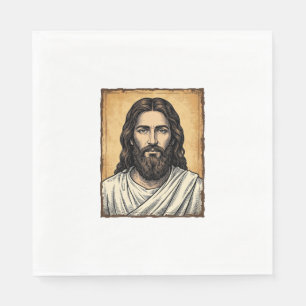 Vintage Engraved Religious Portrait Shirt Design_1 Napkins
