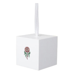 Vintage Engraved Rose Floral Shirt Design_1 Cube Ornament