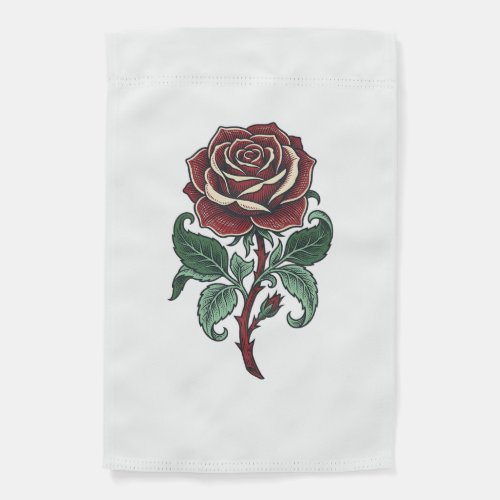 Vintage Engraved Rose Floral Shirt Design_1 Garden Flag