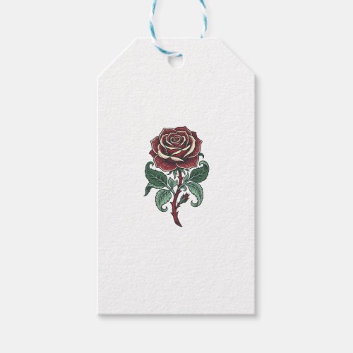 Vintage Engraved Rose Floral Shirt Design_1 Gift Tags