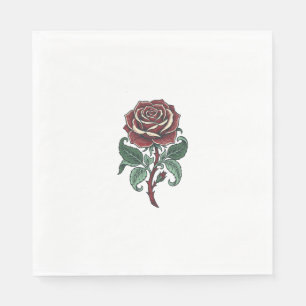 Vintage Engraved Rose Floral Shirt Design_1 Napkins