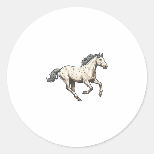 Vintage Engraved Running Appaloosa Horse Design_1 Classic Round Sticker