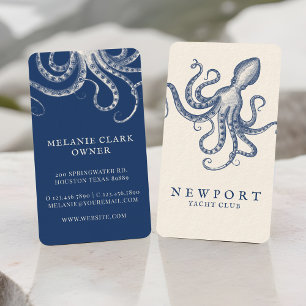 Vintage Engraved Style Octopus Ocean Nautical Business Card