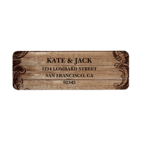 Vintage Engraved Wood Rustic Return Address Label