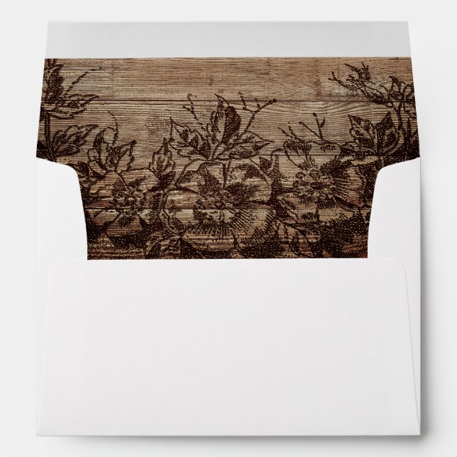 Vintage Engraved Wood Rustic Wedding Envelope (Back (Bottom))