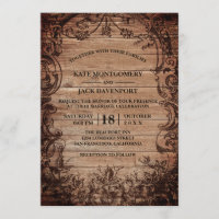 Vintage Engraved Wood Rustic Wedding