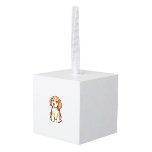 Vintage Engraving Beagle Puppy Vector Art_1 Cube Ornament