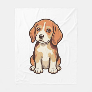 Vintage Engraving Beagle Puppy Vector Art_1 Fleece Blanket