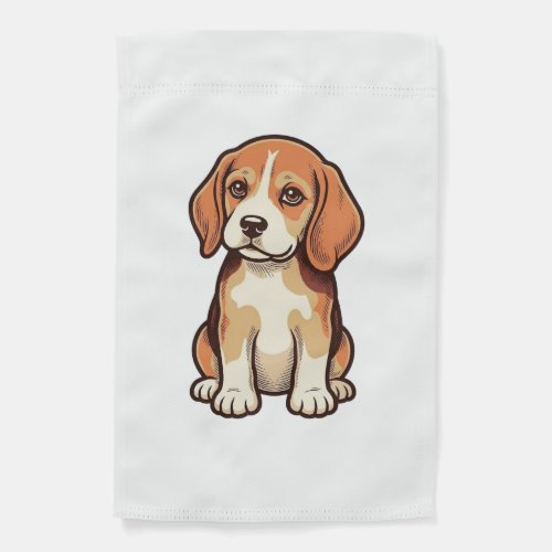 Vintage Engraving Beagle Puppy Vector Art_1 Garden Flag
