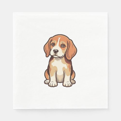 Vintage Engraving Beagle Puppy Vector Art_1 Napkins