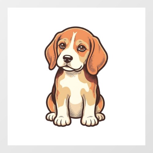 Vintage Engraving Beagle Puppy Vector Art_1 Window Cling