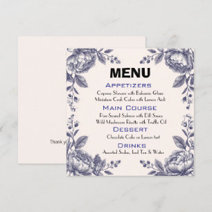 Vintage Engraving Botanical Wedding Menu
