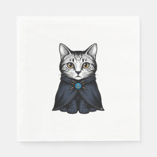 Vintage Engraving Cat Portrait Illustration Design Napkins